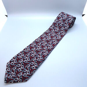 Gildas Club Vintage Silk Tie UNIQUE Red Silver Swirl USA Gilda Radner 57 x 3.75